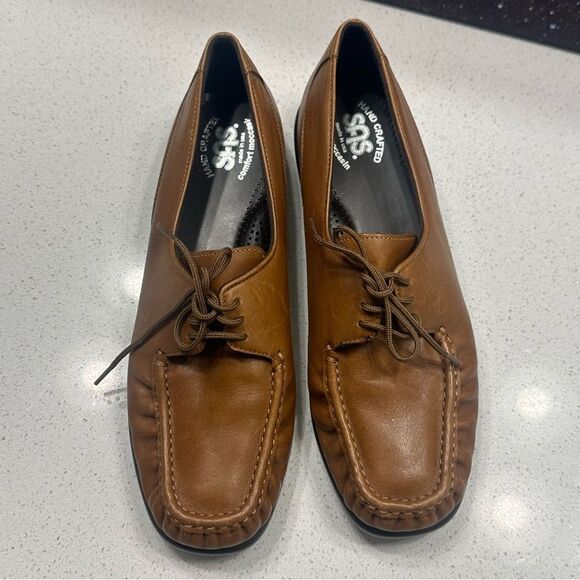 SAS Petra Tan Comfort Moccasin Casual Lace Up Loafer Sz 9 Made in USA - Picture 3 of 8
